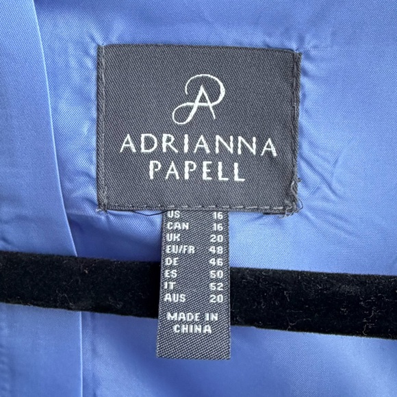 🆕 🦋Adrianna Papell Blue Frost Mikado High Low Gown Fit&Flare Dress Size 16 Party - Picture 14 of 17